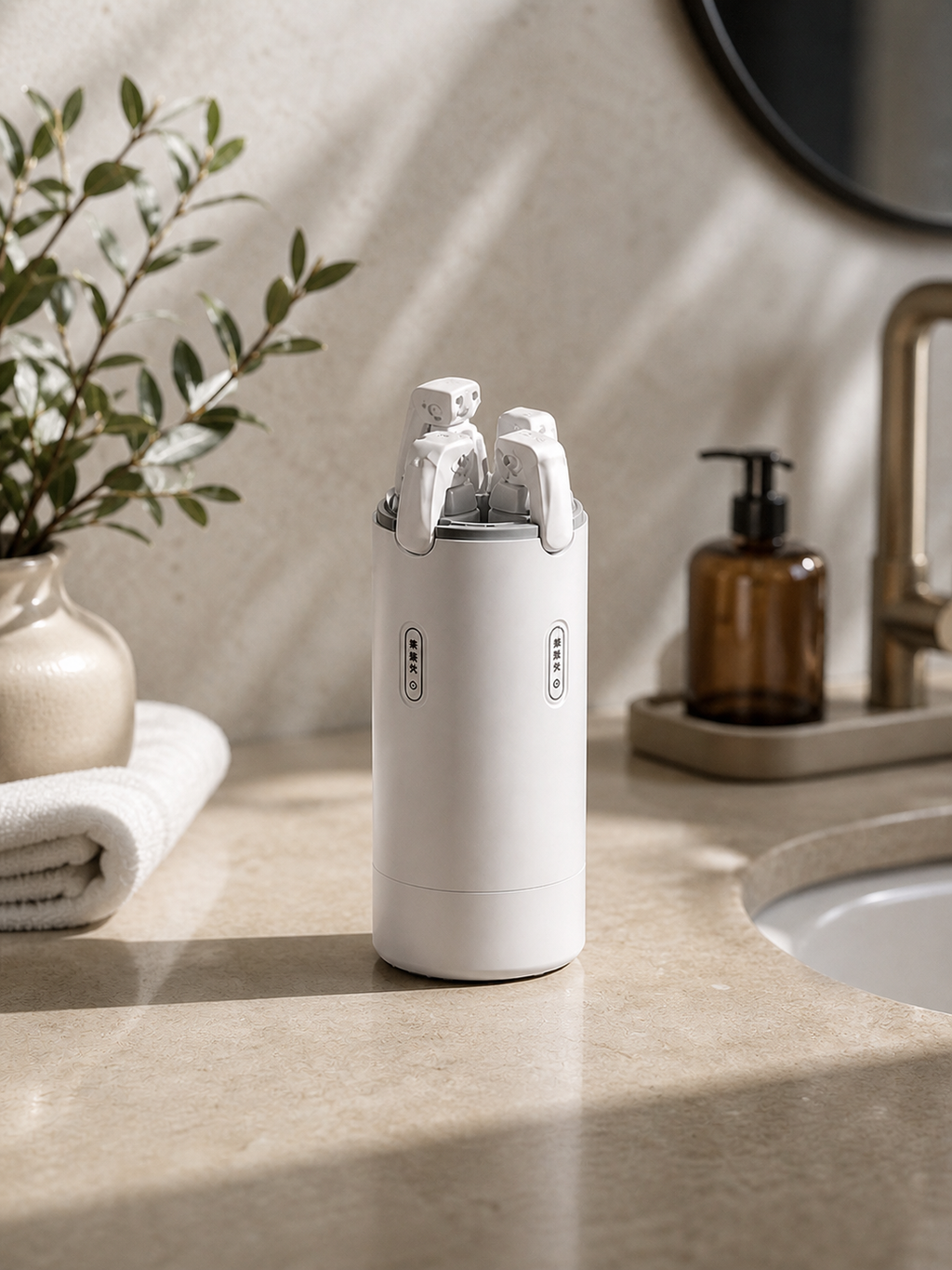 Station Distributeur 4 Compartiments pour Produits de Bain