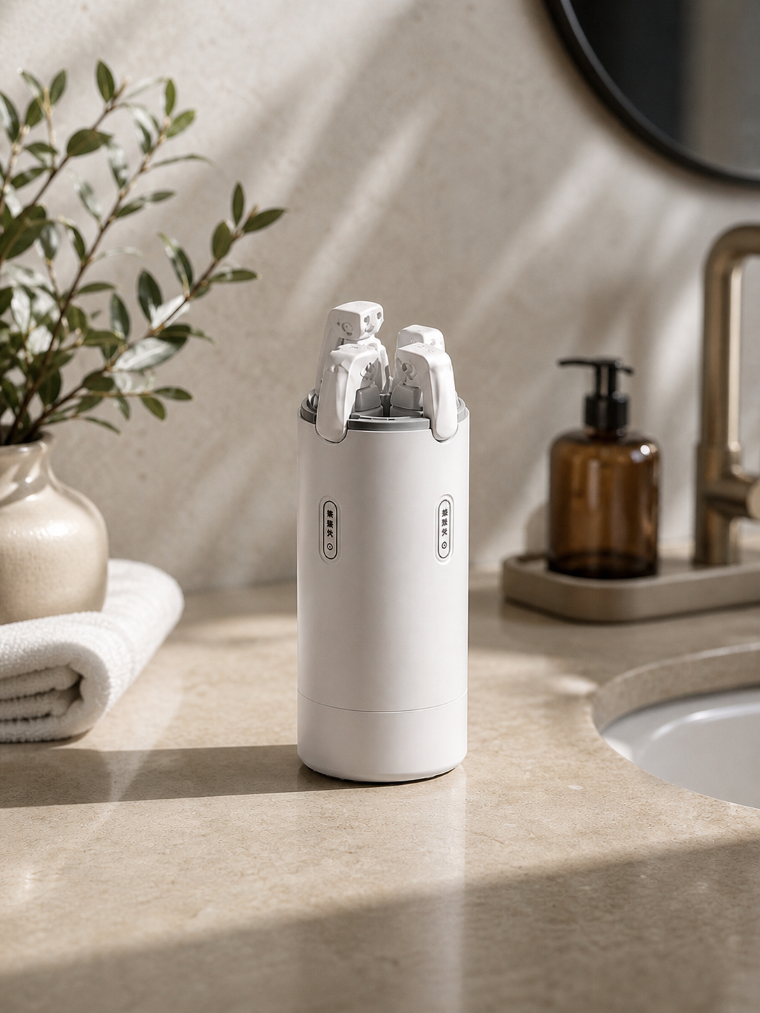 Station Distributeur 4 Compartiments pour Produits de Bain